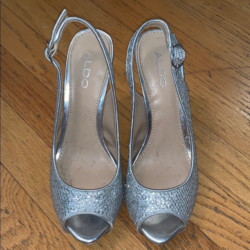Silver sparkle heels